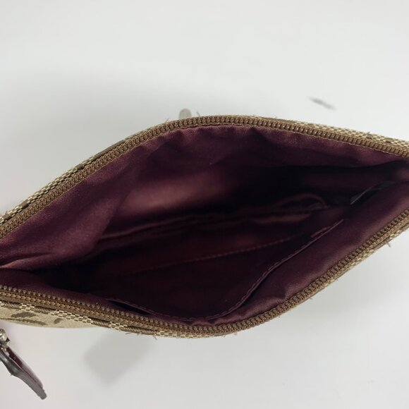 COACH Park Signature Logo Jacquard Wallet Clutch Leather Trim NO STRAP - Picture 6 of 7